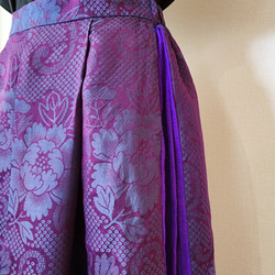 ロング フレアスカート 紫色 サイド切り替え 絹 silk 八掛 M~Lサイズ 2枚目の画像