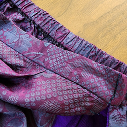 ロング フレアスカート 紫色 サイド切り替え 絹 silk 八掛 M~Lサイズ 7枚目の画像