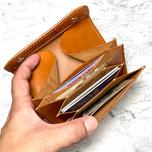本革総手縫い 二つ折り財布 / レザー ギャルソンウォレット 使い勝手抜群！本革 ギャルソンウォレット｜栃木レザー 手縫い