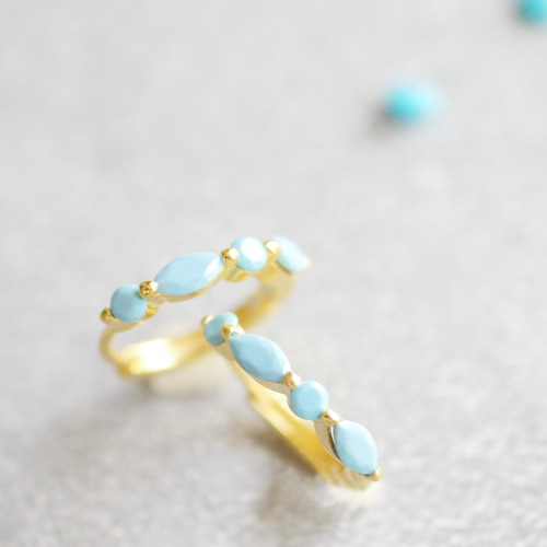 ターコイズのワンタッチフープピアス/イヤリング ゴールド