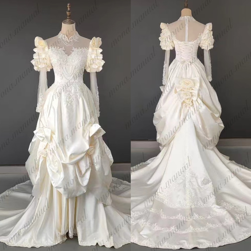 レトロ クラシカル ウェディングドレス 二次会 結婚式 前撮り レトロ クラシカル ウェディングドレス 二次会 結婚式 前撮り