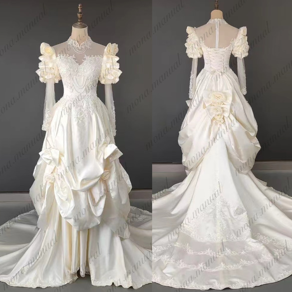 レトロ クラシカル ウェディングドレス 二次会 結婚式 前撮りドレス