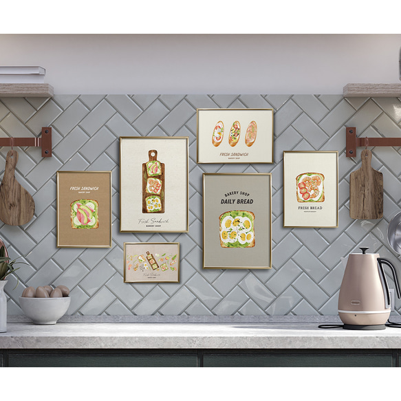 サンドイッチのポスター　/ i1271 / トマトやレタス、タマゴ、アボカドなど　キッチンポスター 11枚目の画像