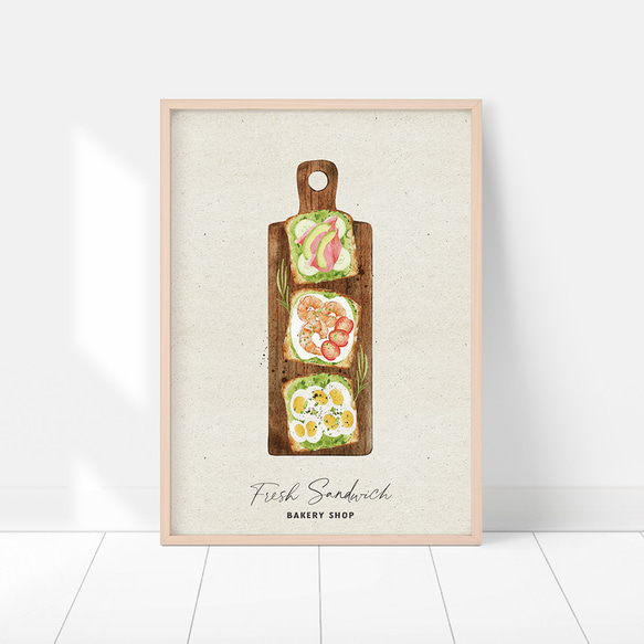 サンドイッチのポスター　/ i1266 / トマトやレタス、タマゴ、アボカドなど　キッチンポスター 10枚目の画像