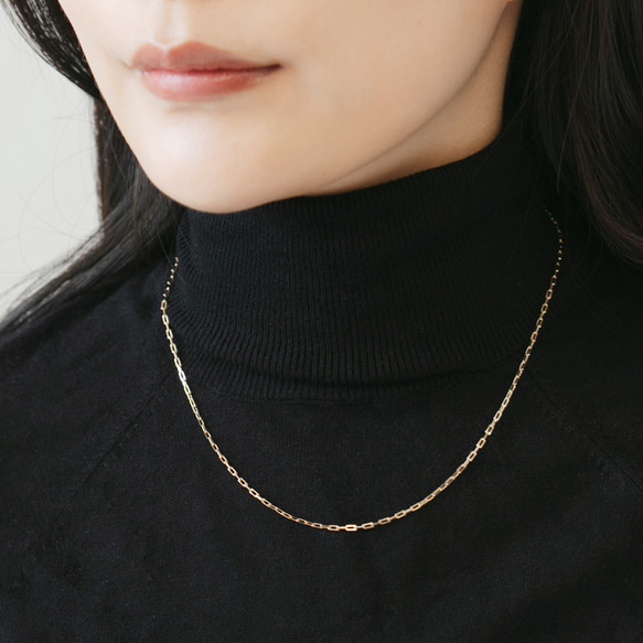 K18イエローゴールド 長小豆チェーンネックレス 43cm 18金GOLD