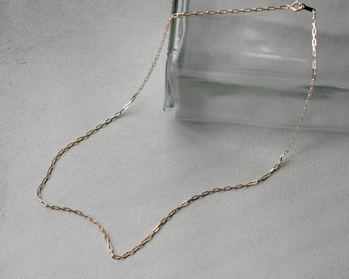 18金イエローゴールド 長小豆チェーンネックレス 43cm SN1001-K18