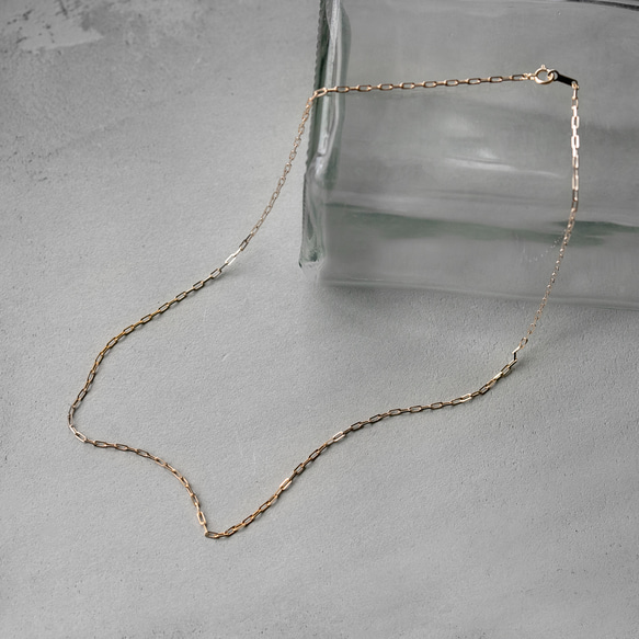 18金イエローゴールド 長小豆チェーンネックレス 43cm SN1001-K18