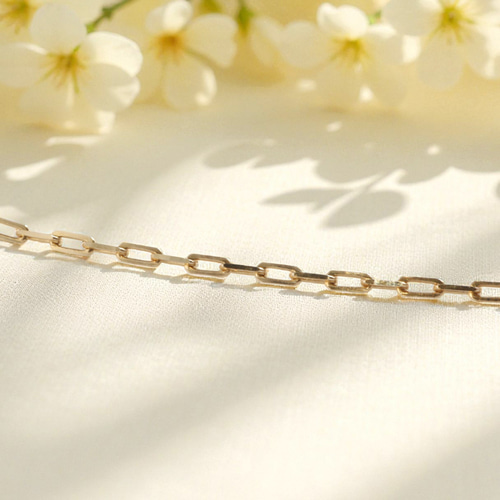 18金イエローゴールド 長小豆チェーンネックレス 43cm SN1001-K18