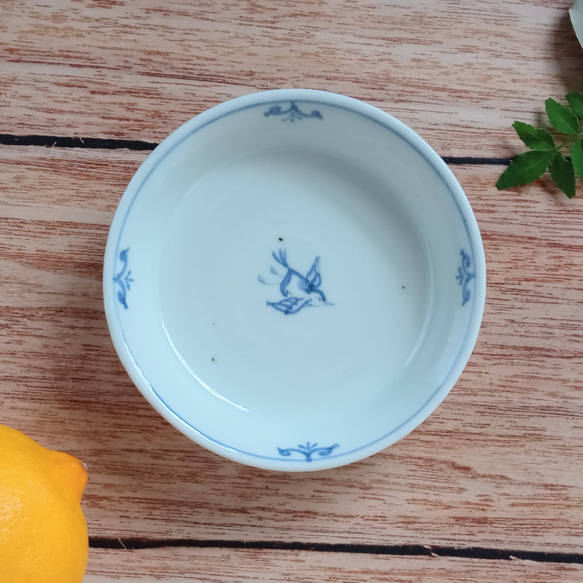 鳥文4寸皿 染め付け 和菓子 クッキー 取り皿に 小皿 hukutomi 通販