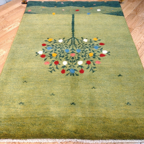 特価10％OFF】ペルシャ ギャッベ ザクロの木 風景 ソファー前 140x98cm