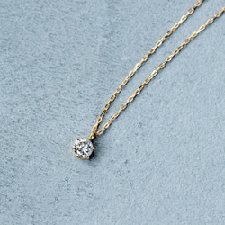 4℃　18K　ネックレス　ダイヤモンド　箱付き K18ダイヤモンド 爪留めスクエア ネックレス（ネックレス