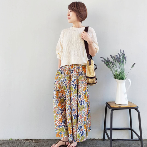 送料無料】リバティプリント《14枚ハギスカート》エドナ（オレンジ系