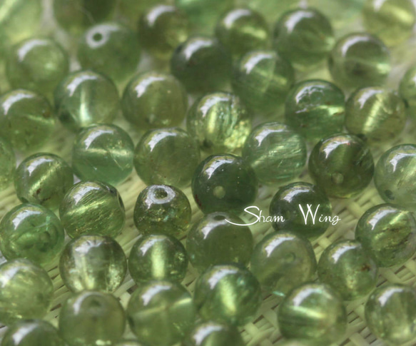 天然石✿高品質グリーンアパタイト ラウンド約4.9～5.8mm☆7粒 4枚目の画像