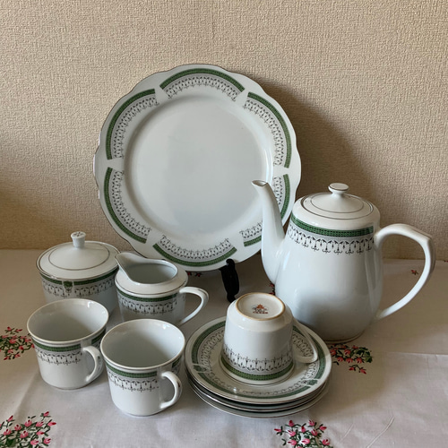 ヴィンテージ景徳鎮・龍珠閣のコーヒーセット ティーカップ