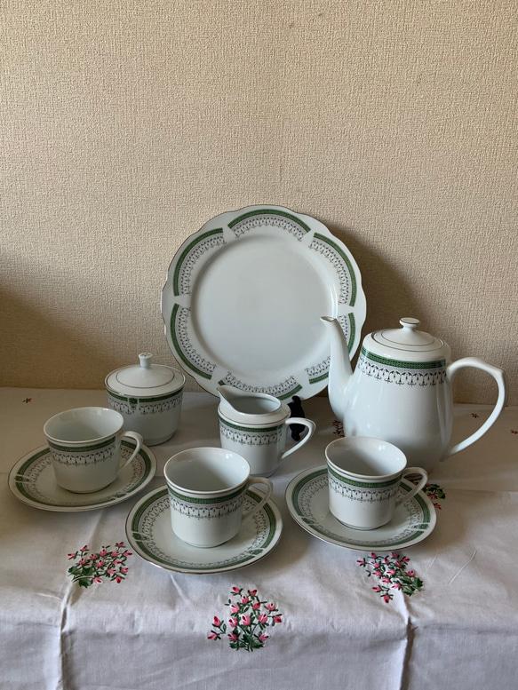 ヴィンテージ景徳鎮・龍珠閣のコーヒーセット ティーカップ Little  