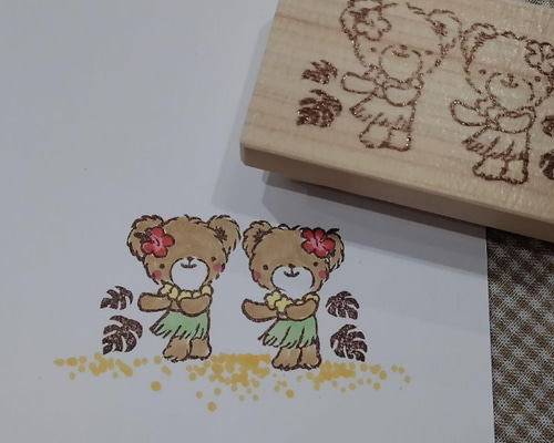 消しゴムはんこ♪ 131 ふわふわくまちゃん フラダンス ハワイ スタンプ