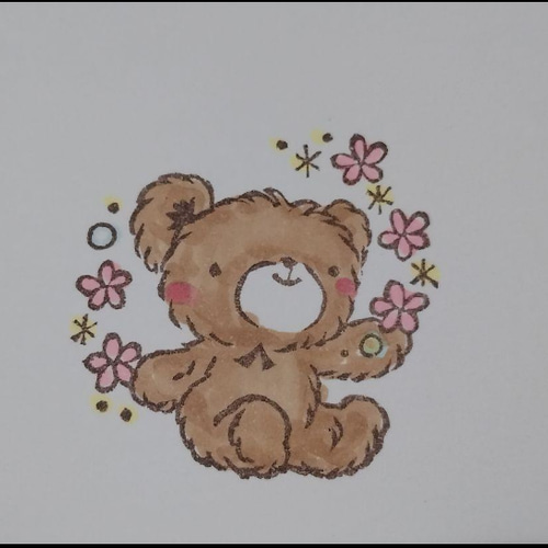 消しゴムはんこNo.508 モフモフくまちゃん thank you