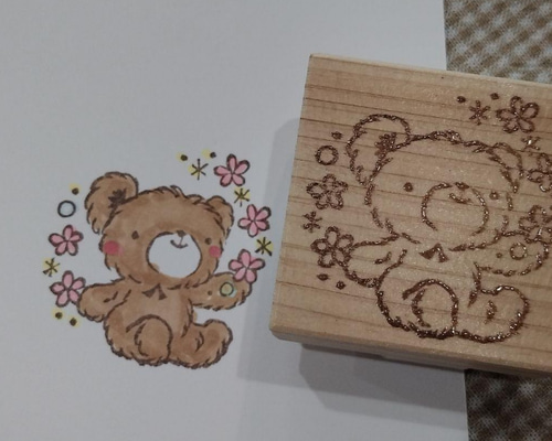 消しゴムはんこNo.508 モフモフくまちゃん thank you 消しゴムはんこNo.508 モフモフくまちゃん thank you