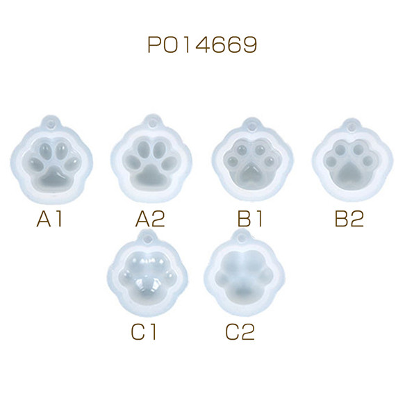 PO14669-A1  6個  シリコンモールド レジンモールド 猫の肉球  6X（1ヶ） 1枚目の画像