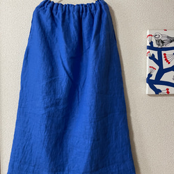 「Creema 新作WEEK」ヨーロピアンリネン100% ビタミンカラースッキリロングスカート(オリエンタルブルー) 7枚目の画像