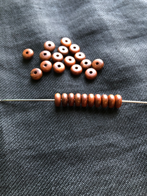 紫檀　ウッドビーズ 　3.2＊6.8mm　20pcs 3枚目の画像