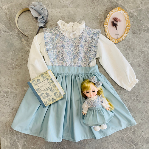 リバティ フェリシテ 子供服 26㎝ドール お揃い 花柄 エプロン  