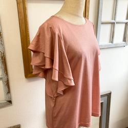 セール価格★フリル袖が可愛い❤️ラメ入りフリル袖トップスTシャツ ピンク（サイズフリーL） 5枚目の画像