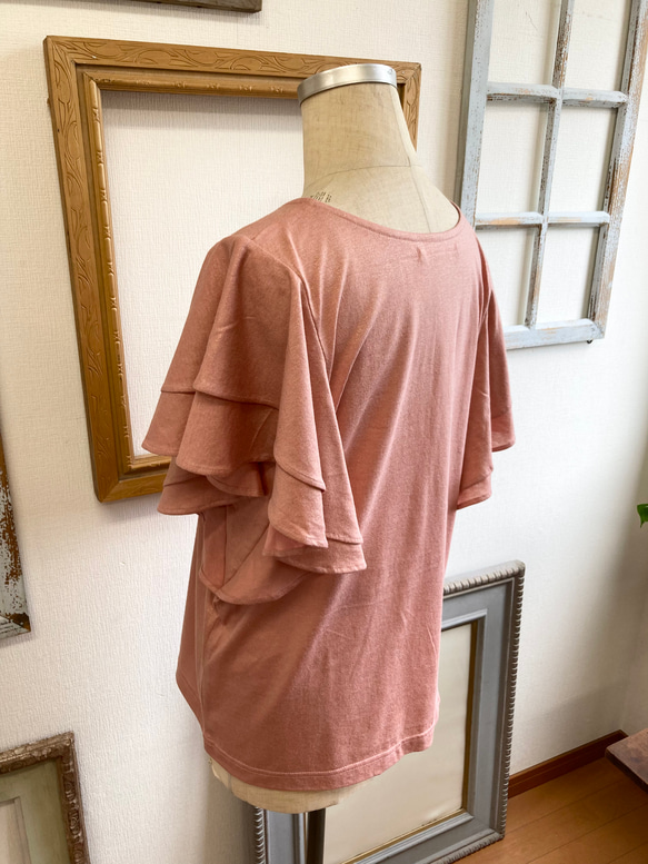 セール価格★フリル袖が可愛い❤️ラメ入りフリル袖トップスTシャツ ピンク（サイズフリーL） 10枚目の画像