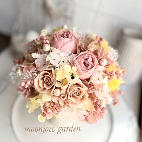 ♥️くすみピンクバラのアレンジメント プリザーブドフラワー moonjow