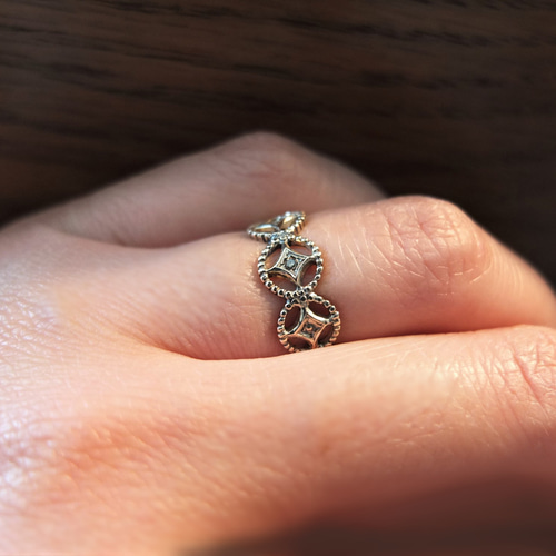 Halo 天使の輪 アンティーク風 K10YGダイアモンドリング 指輪・リング