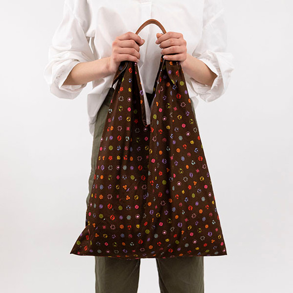 Azuma Tote ~Kyo Komon~ 100% 棉 Azuma 長手柄包，可用作環保袋 (AZM-607) 第6張的照片