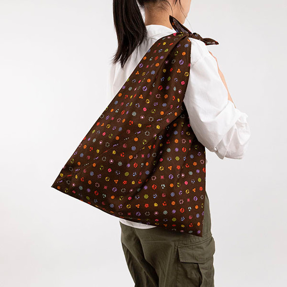 Azuma Tote ~Kyo Komon~ 100% 棉 Azuma 長手柄包，可用作環保袋 (AZM-607) 第1張的照片