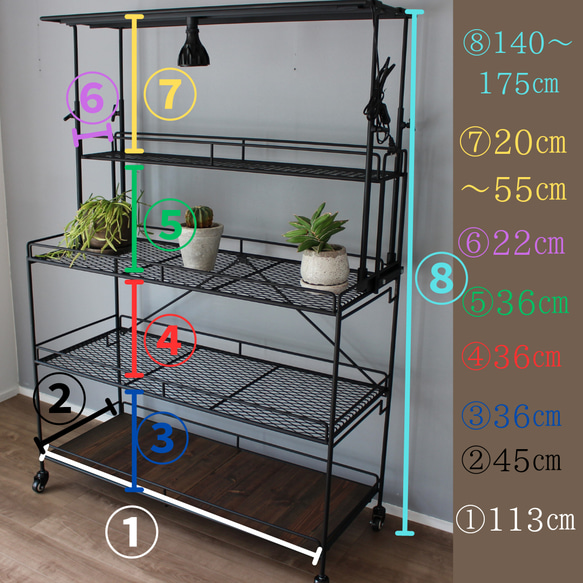植物棚　ライティングレール　ボタニカルシェルフ　アイアンシェルフ　植物育成ライト　塊根植物棚　 20枚目の画像