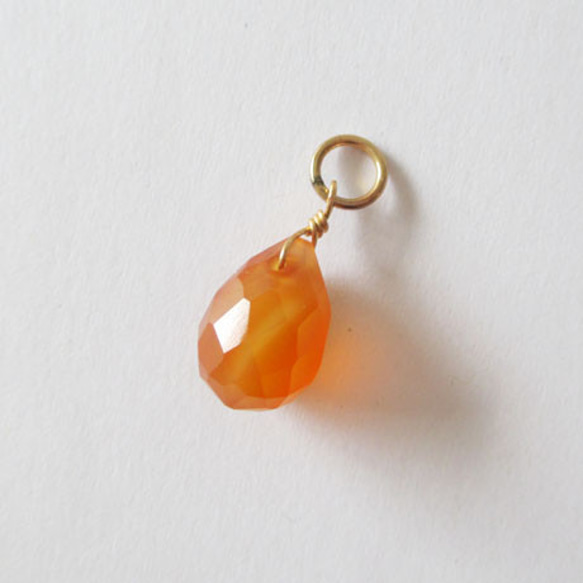 14KGF [天然石チャーム] カーネリアン ドロップカット（ai-0694