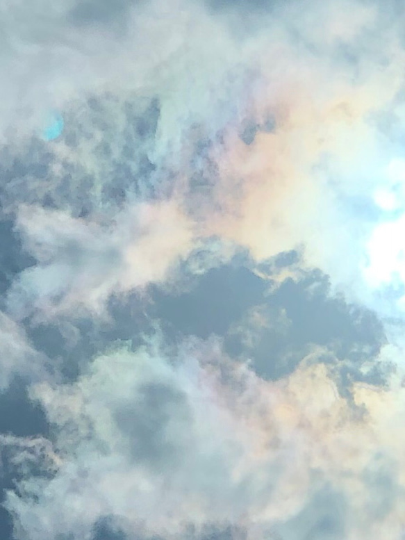 トートバッグ　虹色の空　雲の絵　空と海の絵　レインボーカラー綿菓子雲虹色ナチュラルエコバッグマルシェバッグ肩掛けバッグ 7枚目の画像