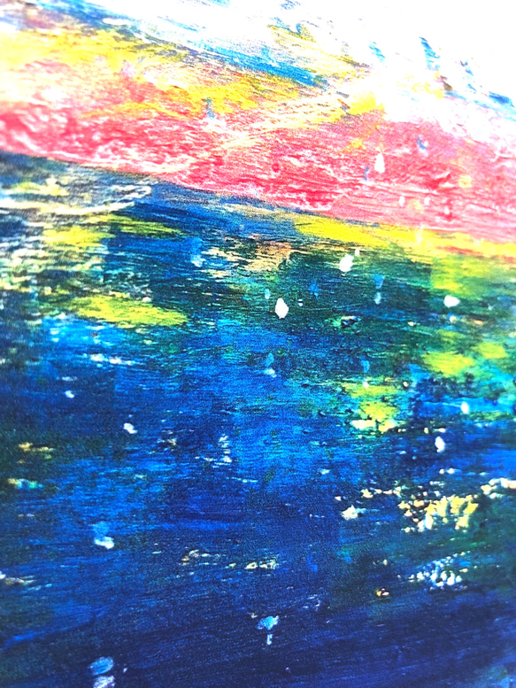 トートバッグ　虹色の空　雲の絵　空と海の絵　レインボーカラー綿菓子雲虹色ナチュラルエコバッグマルシェバッグ肩掛けバッグ 10枚目の画像