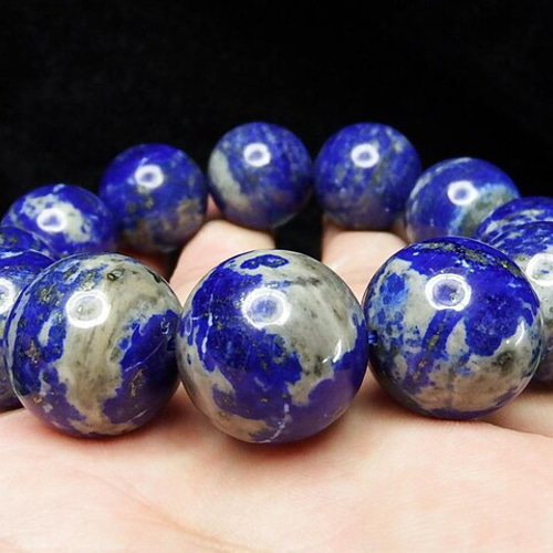 天然石　超大玉　ラピスラズリ　ブレスレット ラピスラズリ ブレスレット 16mm 17.5~19.5cm M~LL サイズ 大玉