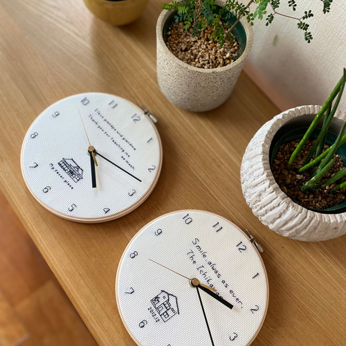 My home じぶんのおうち 刺繍時計 オーダーメイド 掛け時計