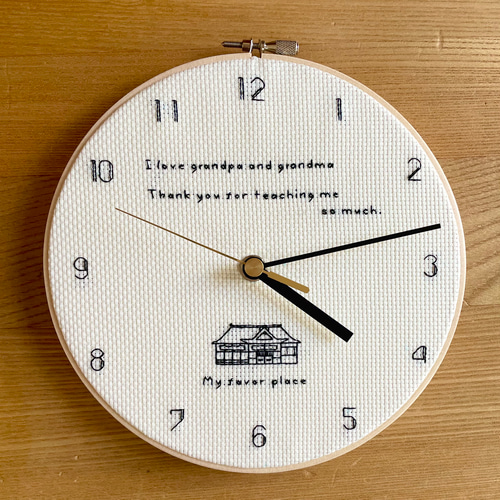 My home じぶんのおうち 刺繍時計 オーダーメイド 掛け時計