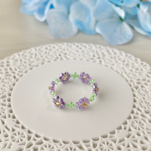 紫陽花のビーズリング 指輪・リング Rin_lilium 通販｜Creema(クリーマ)