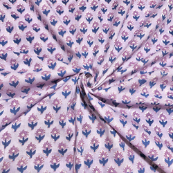 【50cm單位】紫色小花印度手工版畫布料紡織棉 第1張的照片