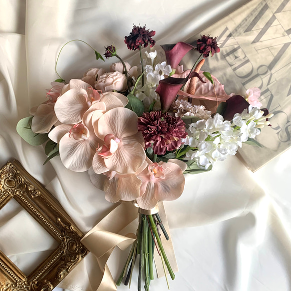 アプリコット胡蝶蘭♡カラー♡アンスリュームの韓国風ウェディング  