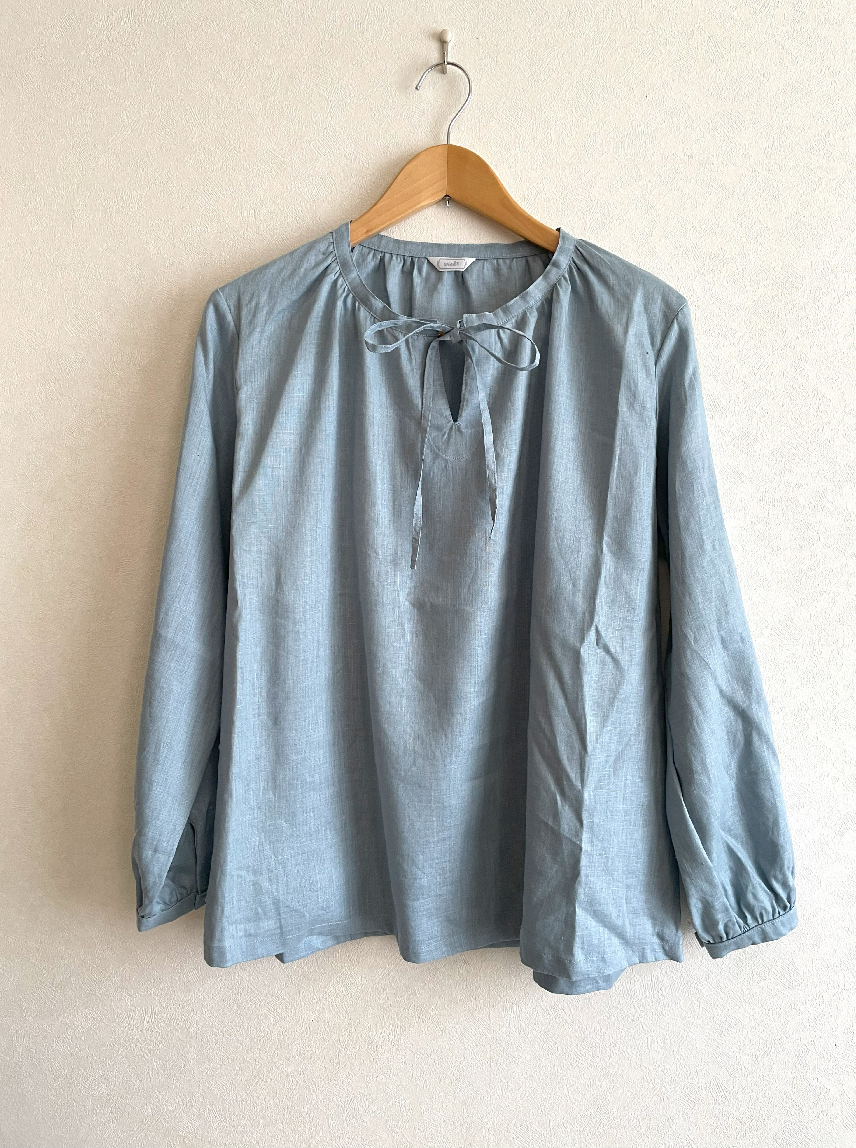 リネンリボンギャザーブラウス