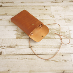 長財布とスマホが余裕で入るサコッシュ ショルダー斜め掛けタイプ 縦型 茶系  Phone Leather Pouch 5枚目の画像