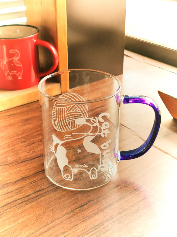 猫マグカップ【猫のおしり】耐熱グラス　男性プレゼント 1枚目の画像
