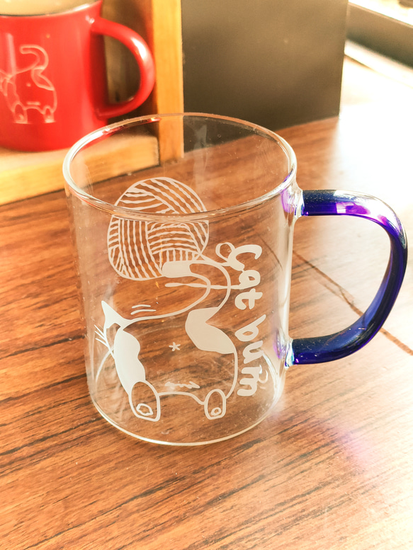 猫マグカップ【猫のおしり】耐熱グラス　男性プレゼント 2枚目の画像