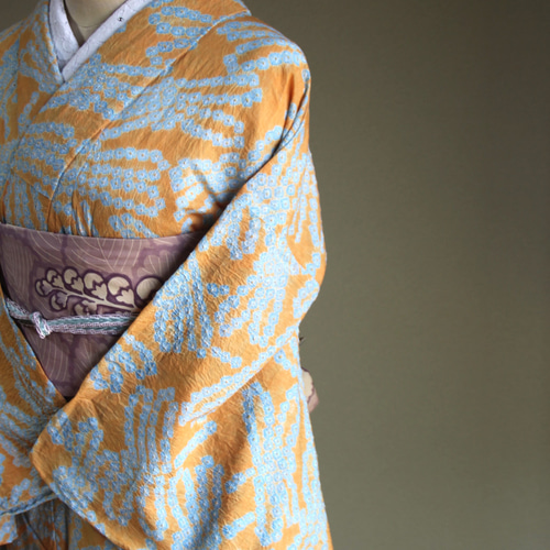 ◇現代 有松鳴海絞浴衣◇【浅黄色にごく薄い透明感のある