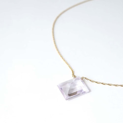 14kgf 粉色紫水晶鑽石切割天然石項鍊 ~ 鑽石 第7張的照片