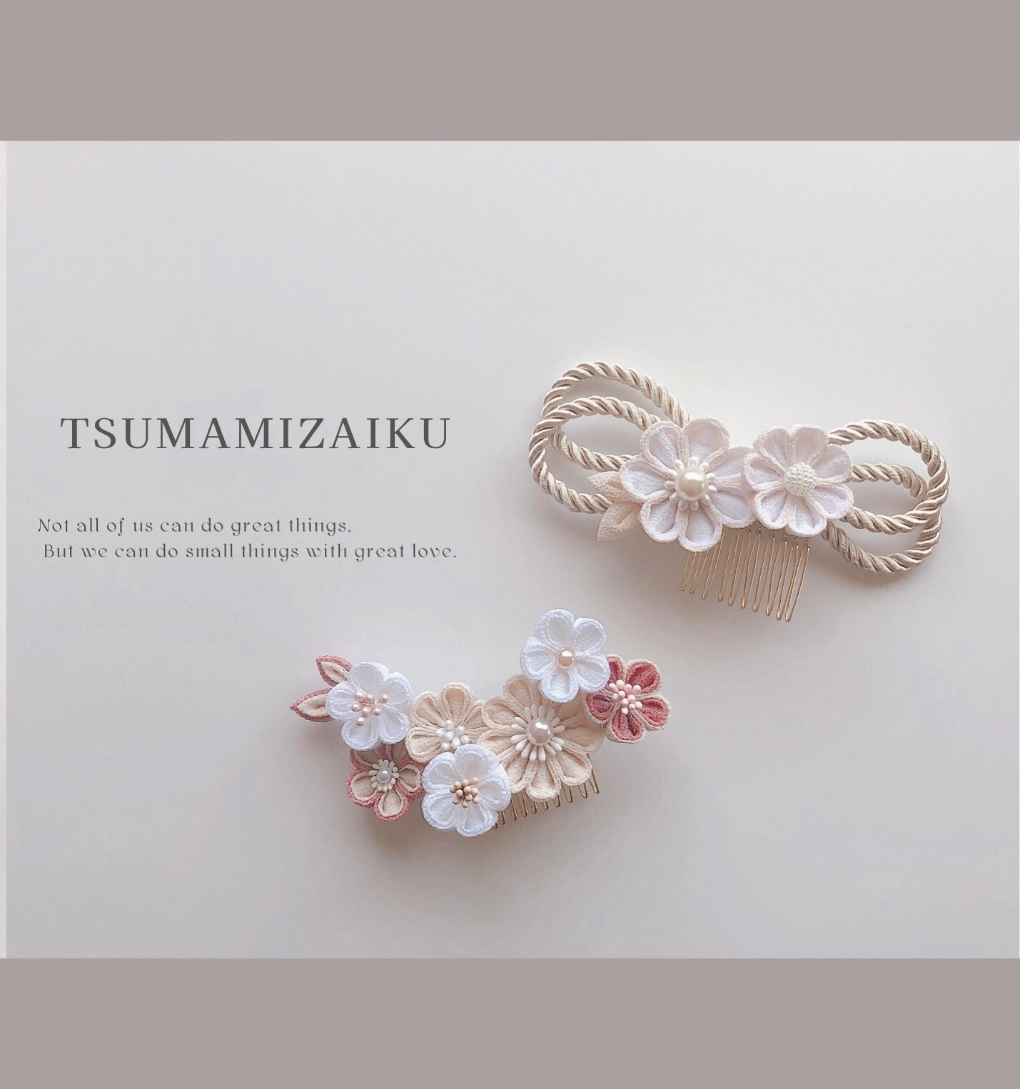 再販 つまみ細工髪飾り 七五三 十三詣り 成人式前撮り 振袖 淡色コーデ 卒業式 結婚式 着物ヘアアクセ 簪 リボン 白        Ω