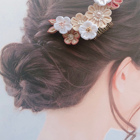 再販 つまみ細工髪飾り 七五三 十三詣り 成人式前撮り 振袖 淡色コーデ 卒業式 結婚式 着物ヘアアクセ 簪 リボン 白        Ω 人気・おすすめ｜多用途・生活用品におすすめ 口コミ人気 即納 日本国内発送・信頼対応